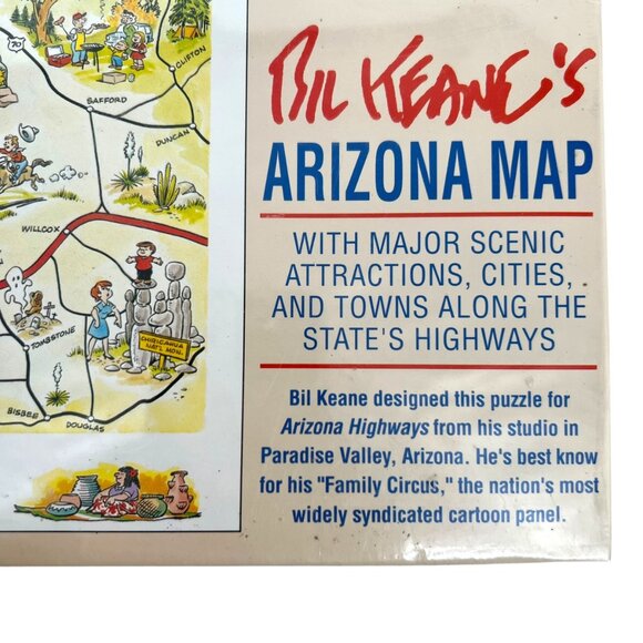 Arizona Highways Jigsaw Puzzle Bil Keane Map 550 Pieces 18x24 Inches 1991 NIB - Picture 2 of 13